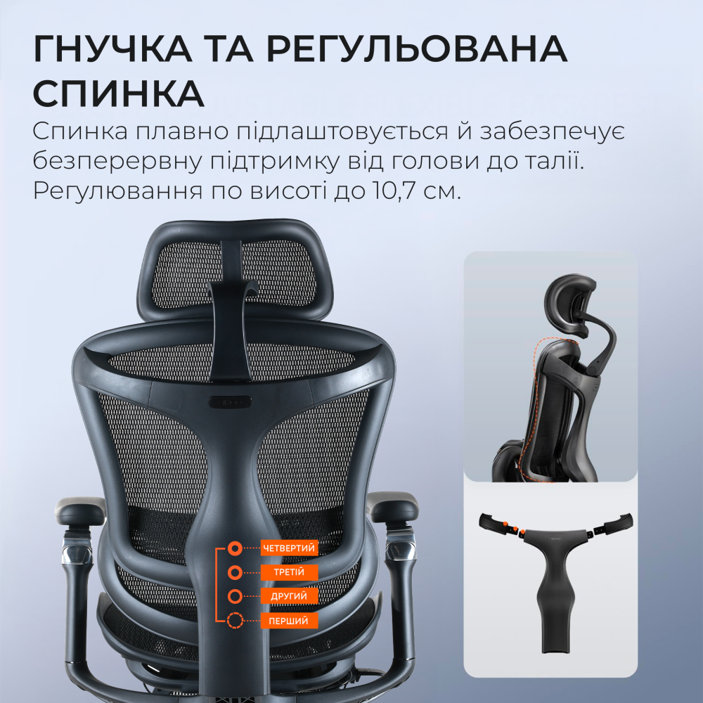 Крісло офісне з підставкою для ніг Sihoo DORO C300 Pro Mesh Black with footrest