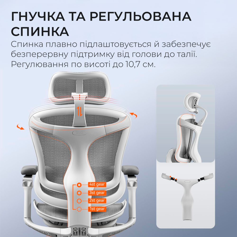 Крісло офісне Sihoo DORO C300 Pro Mesh White
