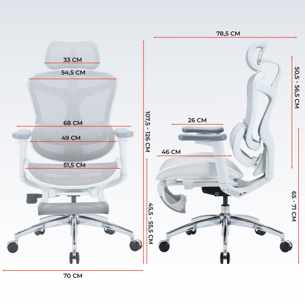 Крісло офісне з підставкою для ніг Sihoo DORO C300L Mesh White with footrest