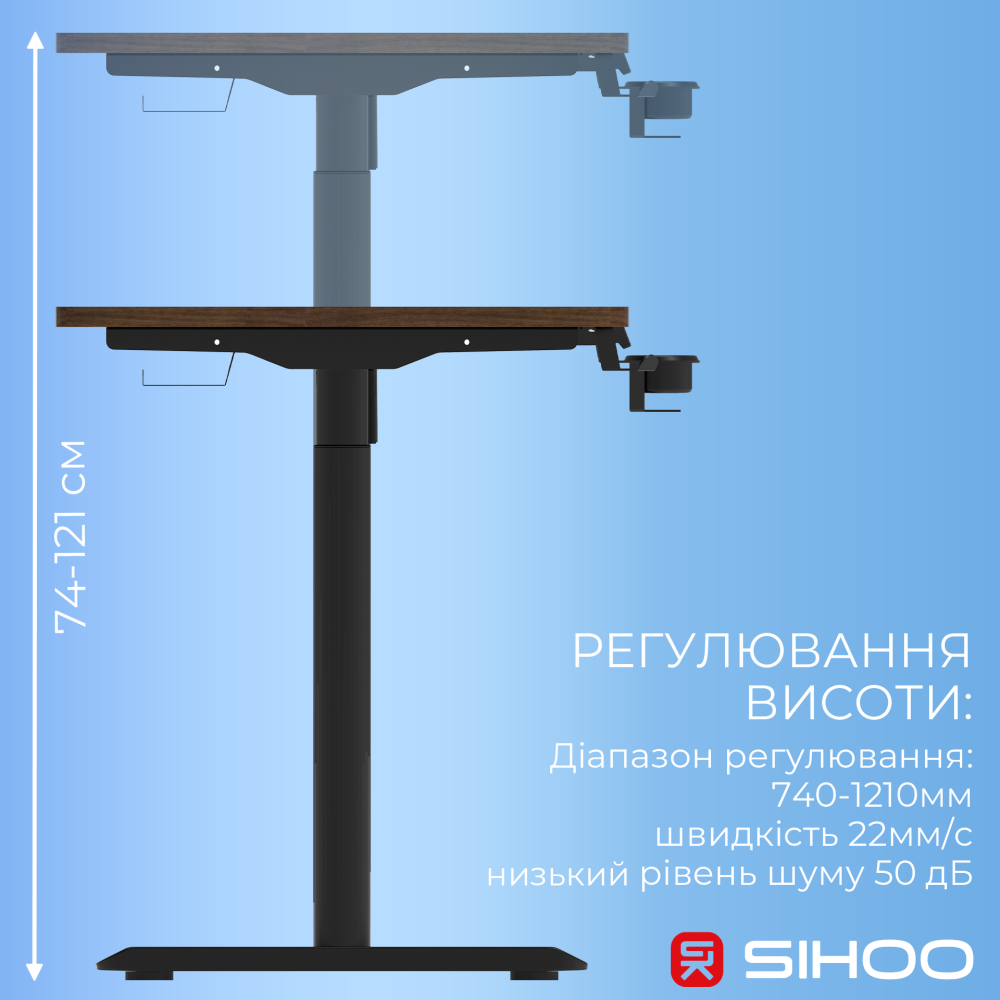 Комп’ютерний стіл з електрорегулюванням висоти Sihoo D05 1.4m Walnut/Black